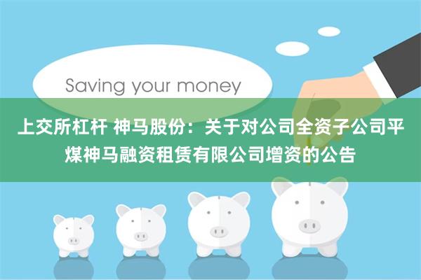 上交所杠杆 神马股份：关于对公司全资子公司平煤神马融资租赁有限公司增资的公告