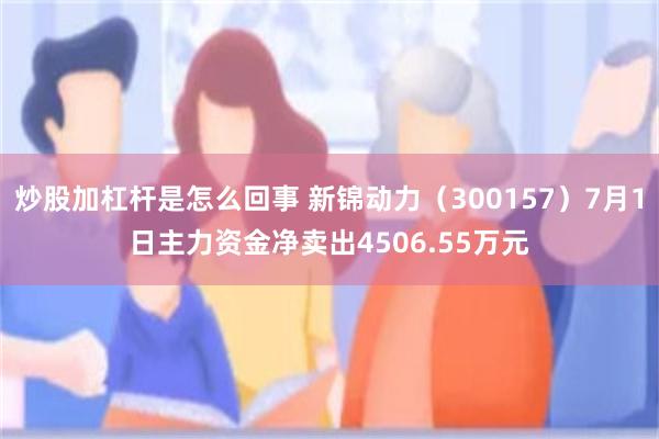 炒股加杠杆是怎么回事 新锦动力（300157）7月1日主力资金净卖出4506.55万元