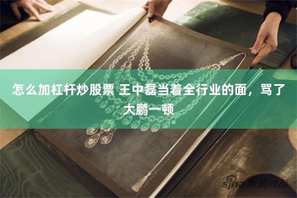 怎么加杠杆炒股票 王中磊当着全行业的面，骂了大鹏一顿