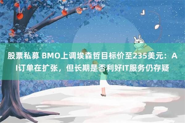 股票私募 BMO上调埃森哲目标价至235美元：AI订单在扩张，但长期是否利好IT服务仍存疑