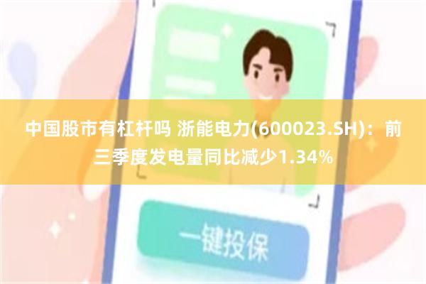 中国股市有杠杆吗 浙能电力(600023.SH)：前三季度发电量同比减少1.34%